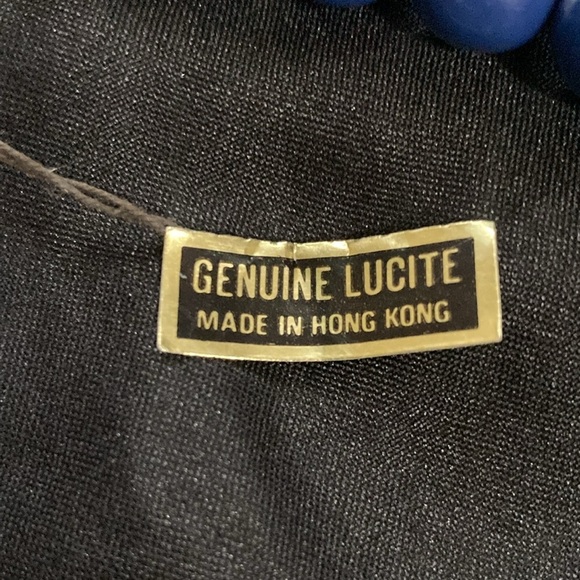 Blue and gold beaded Lucite necklace 26” - Picture 3 of 6